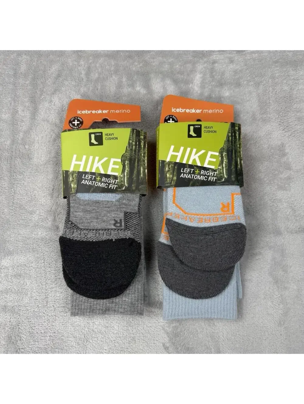 Icebreaker Men Merino Hike Crew Socks Heavy Cushion Wool W-MD Outdoor Bundle 2